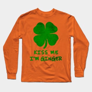 Kiss Me I'm A Ginger St Patrick's Day Shamrock Long Sleeve T-Shirt